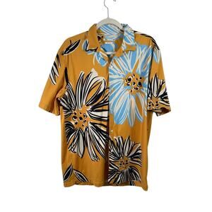 Zara Relaxed Fit Flowy Shirt Button Up Floral Camp Tropical Vacation Mens Large3
